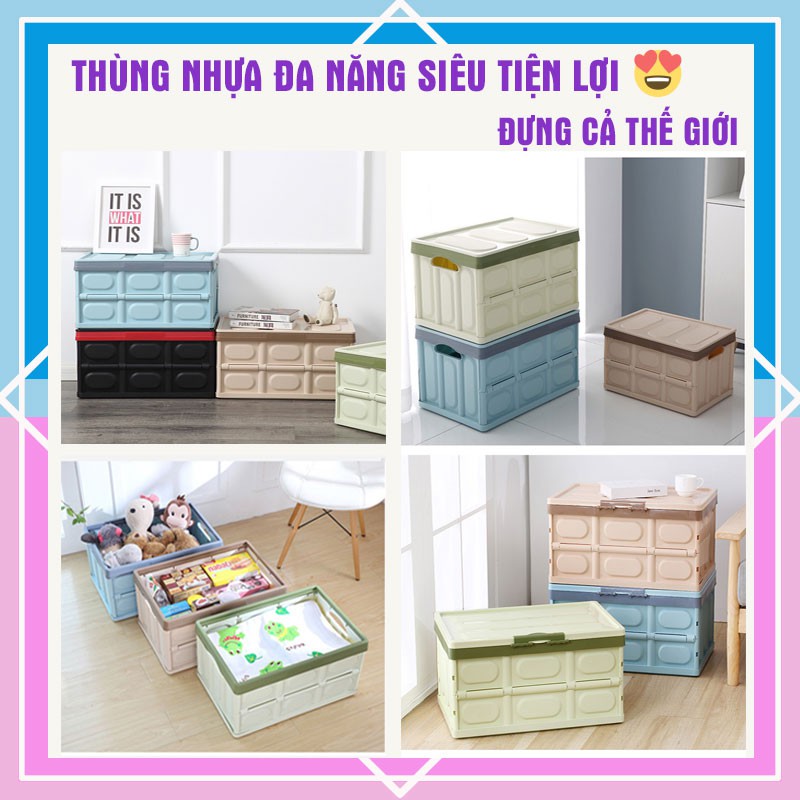 Thùng đựng đồ gấp gọn đa năng - Thùng nhựa đựng đồ cốp sau ô tô - Siêu tiện lợi, nhựa PP cao cấp - 55 Lít