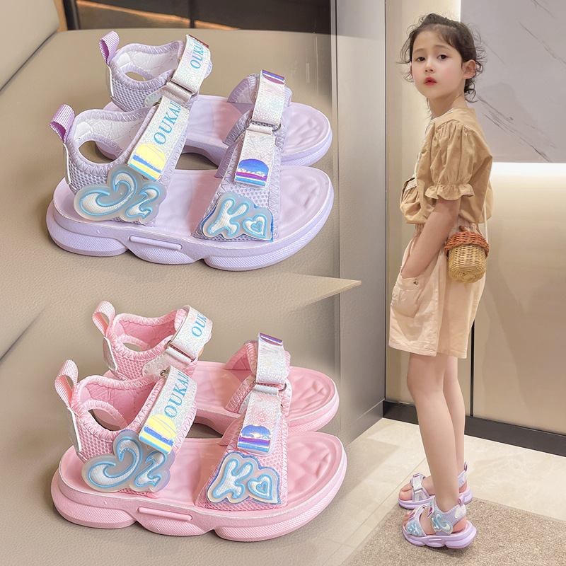 Dép quai hậu bé gái Xăng đan đi học bé gái Dép Sandal bé gái thời trang dạng quai dán dễ thương phong cách Hàn Quốc LHQ144