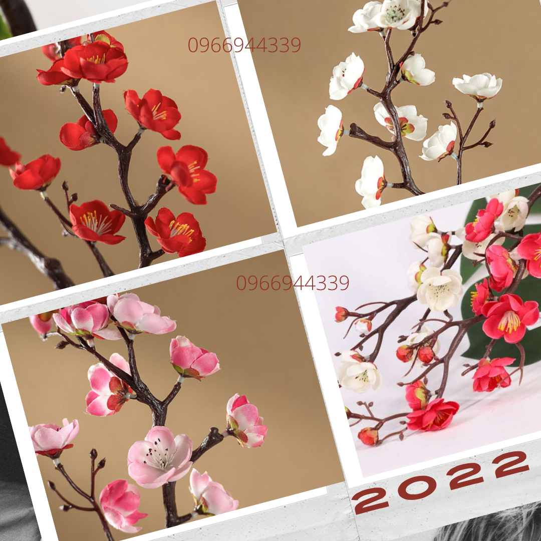 Ảnh shop chụp - hoa đào lụa thân cành 38cm trang trí nhà, trang trí tết decor
