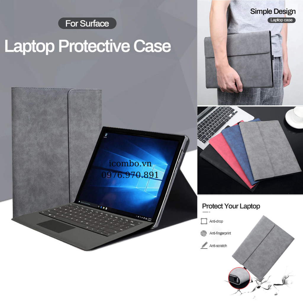 Bao da cao cấp cho Surface Go1,2, Surface pro 4,5,6,7,Surface pro 7 plus, Surface pro X bảo vệ máy, chống va đập