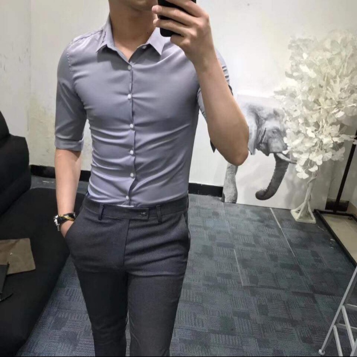 ÁO SƠ MI NAM CÔNG SỞ CAO CẤP 7 Size MÀU XÁM KHÓI HOT 2022 - FASHION CLASSY SHOP