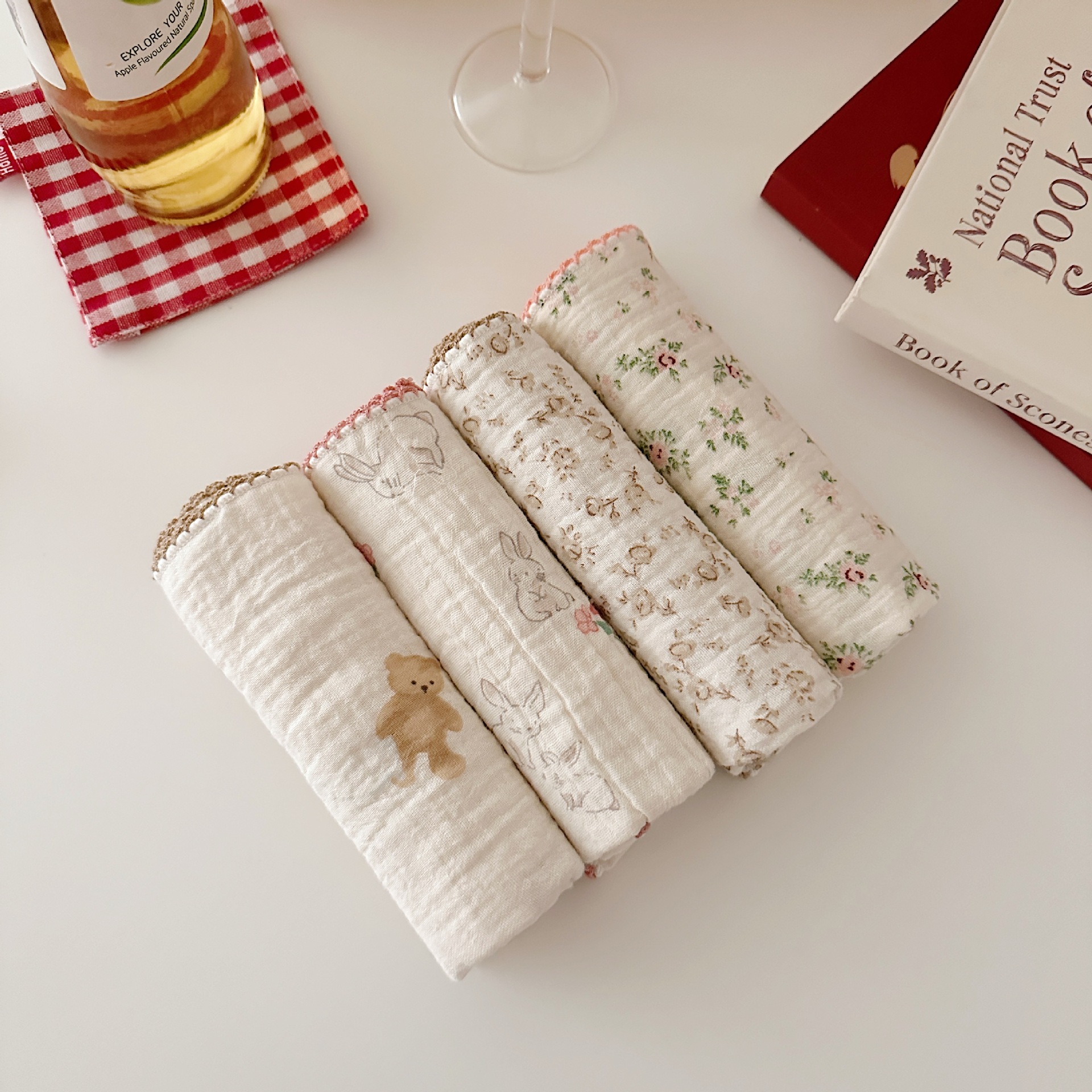 Set khăn đa năng, khăn cho bé, họa tiết Vintage siêu xinh