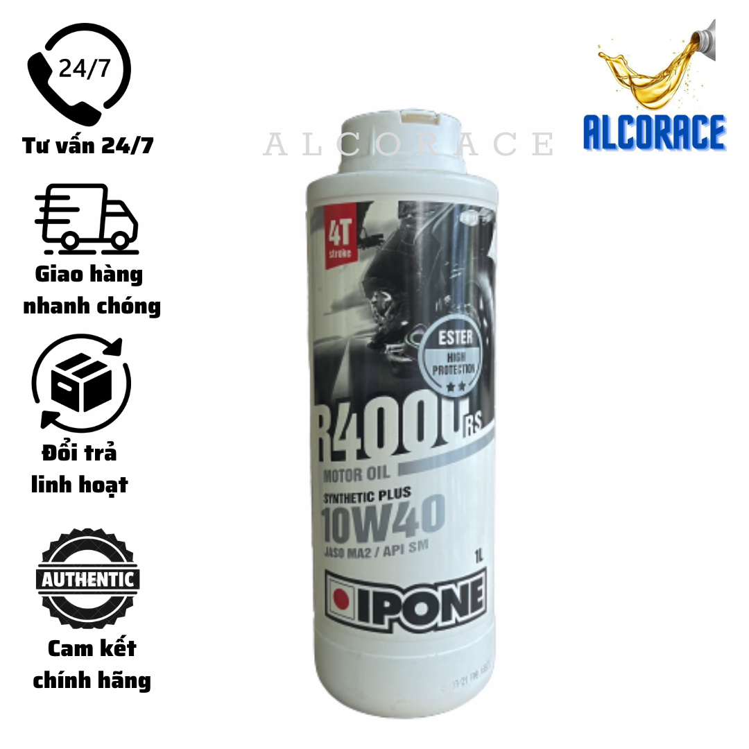 Nhớt cao cấp ipone r4000rs 10w40 synthetic plus 1l, nhớt ester tổng hợp dành cho xe số, côn tay
