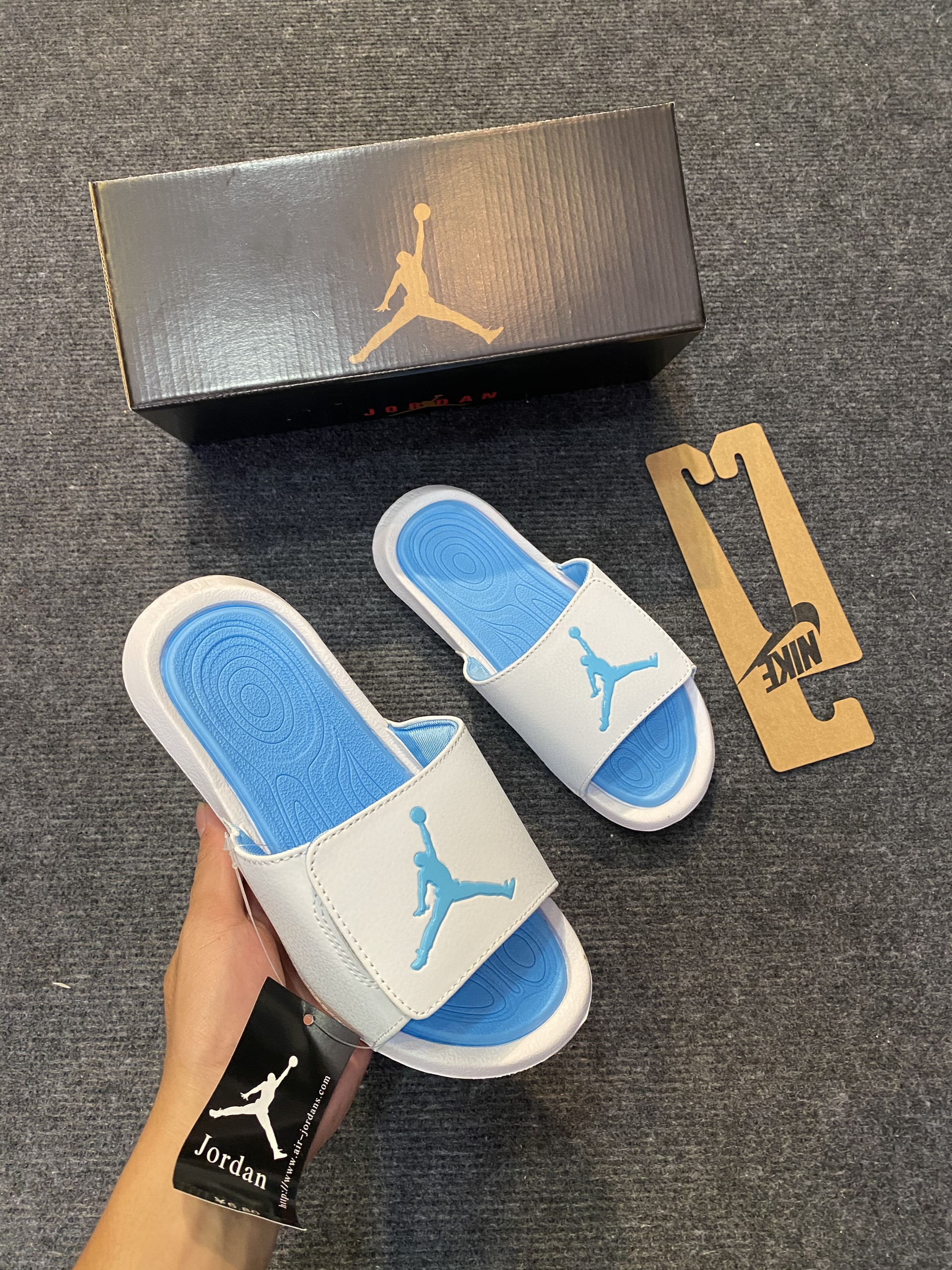 Dép Jordan 6 Nữ-Xanh trắng