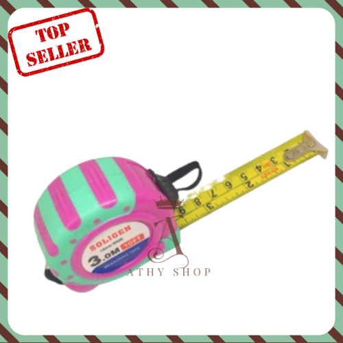 THƯỚC CUỘN DÂY RÚT 3 MET SOLIGEN dụng cọ đo lường đồ nghề thợ thi công đo đạc công trình sản phẩm thước chuyên dụng đo chính xác chiều dài độ cao measuring tape 3m 3 M 3 meter meters đẹp bền rẻ dài chuẩn