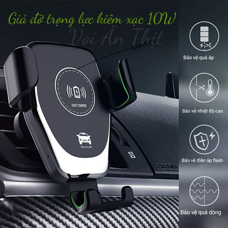 Sạc không dây kiêm giá đỡ điện thoại thông minh trên xe ô tô (car wireless fast charger)