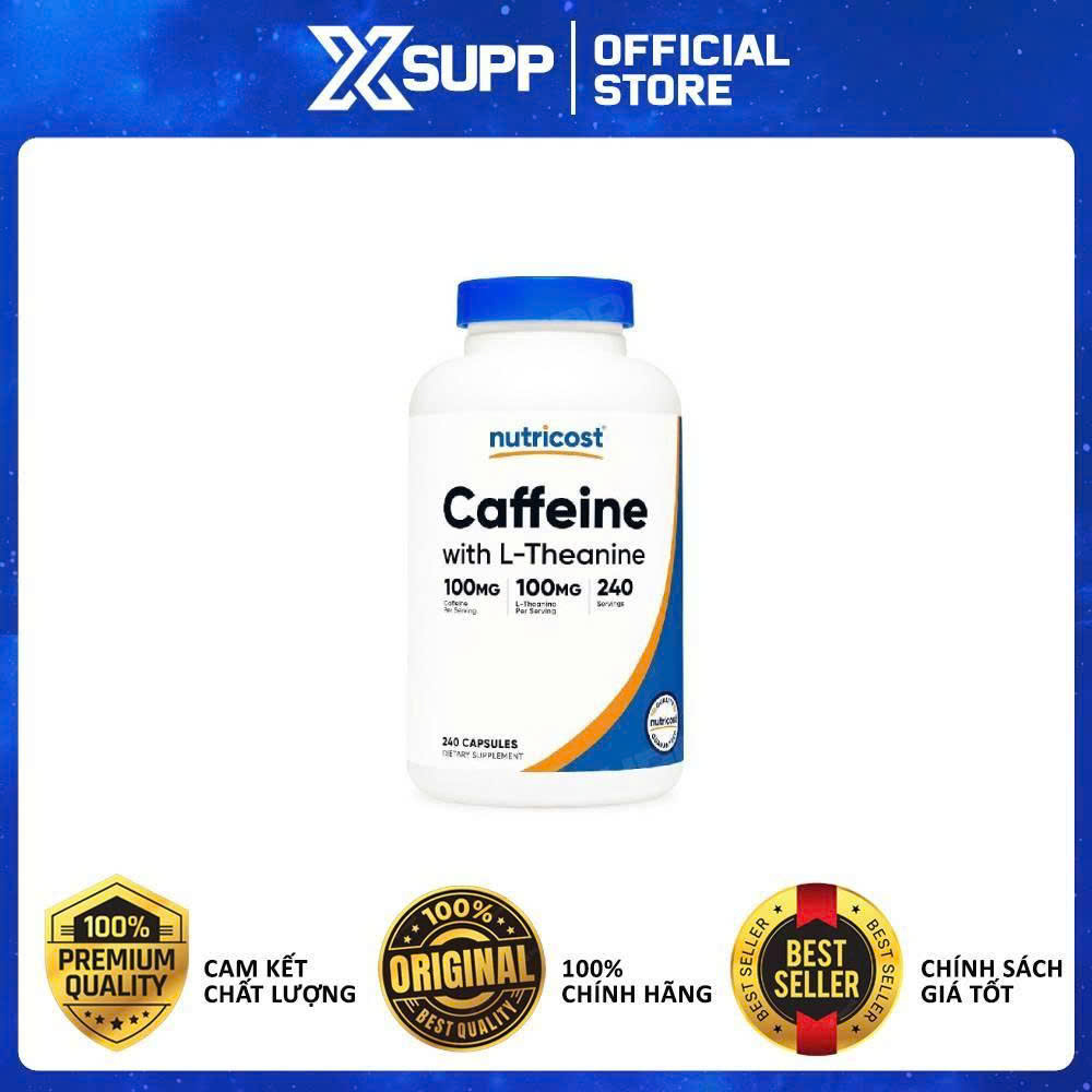 Nutricost Caffeine + L-Theanine – Giúp Tỉnh Táo, Tập Trung, Hỗ Trợ Làm Việc Ban Đêm