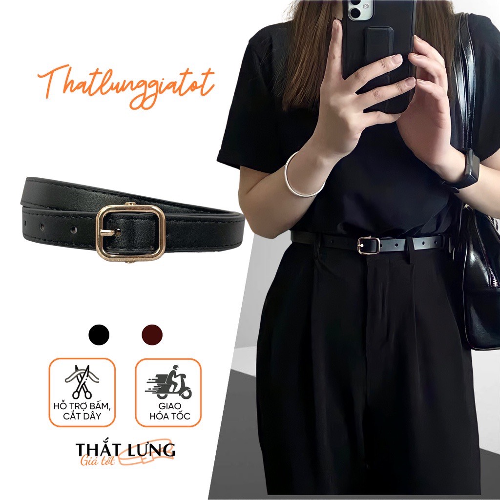 Thắt Lưng Da Nữ Mặt Vuông Vàng Bóng TL405
