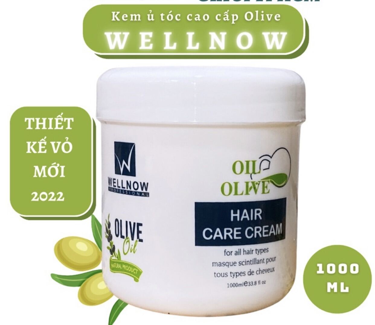 Hấp dầu ủ tóc wellnow oil olive 1000ml mẫu mới 2022