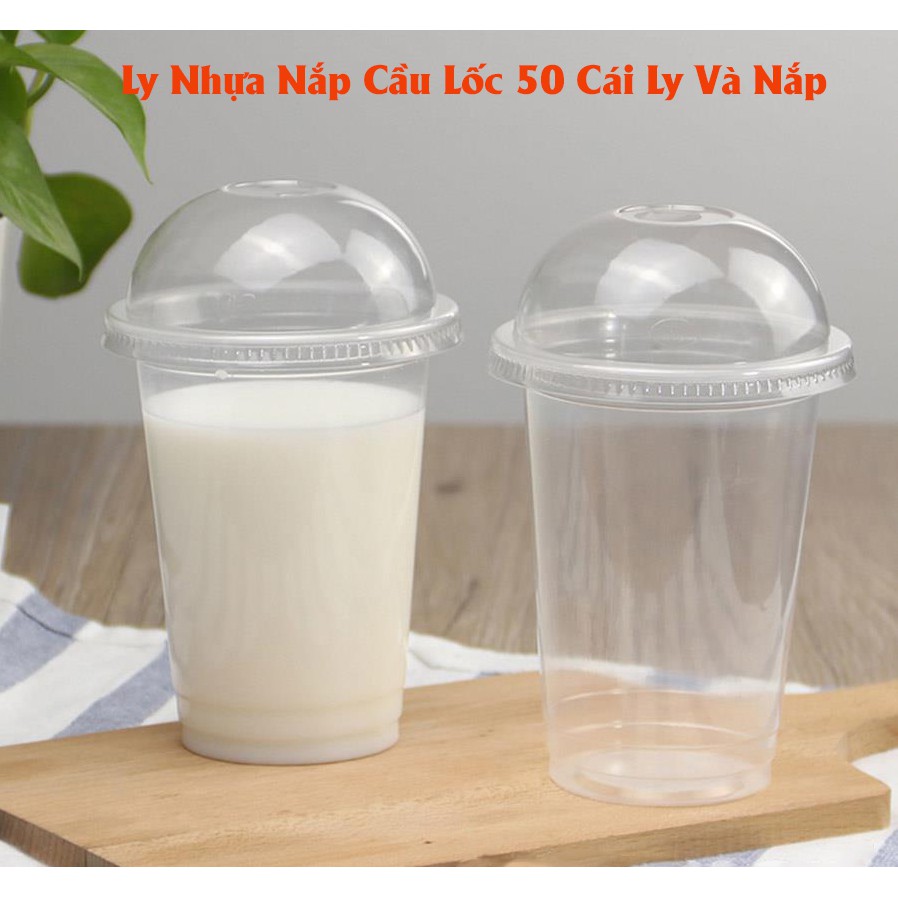 50 cốc, ly nhựa nắp cầu, ly đựng trà sữa 500ml