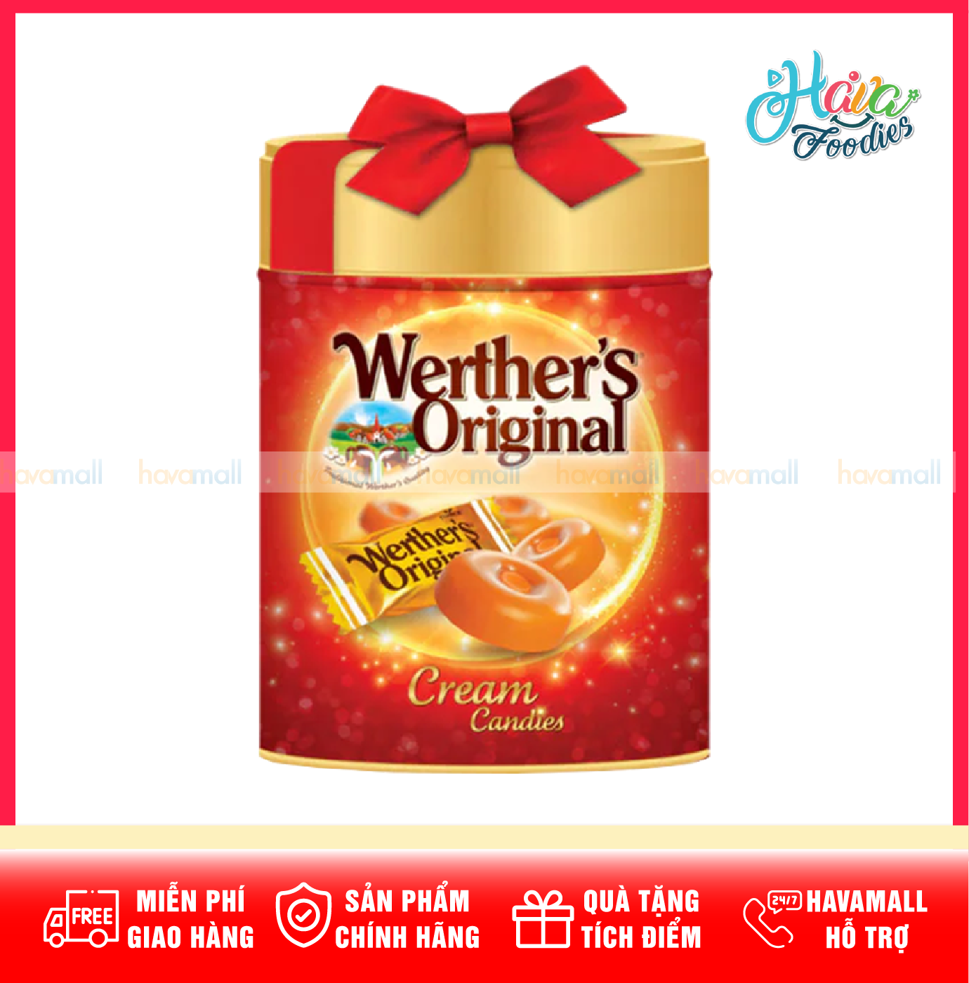 Kẹo Caramel Cứng Truyền Thống Hộp Thiếc Cao Cấp Werther’s Original 90g – Original Cream Candies