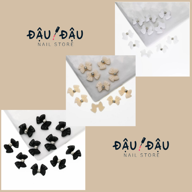 Charm nơ đính đá gắn móng tay cực xinh - charm nơ - bán lẻ 1 chiếc