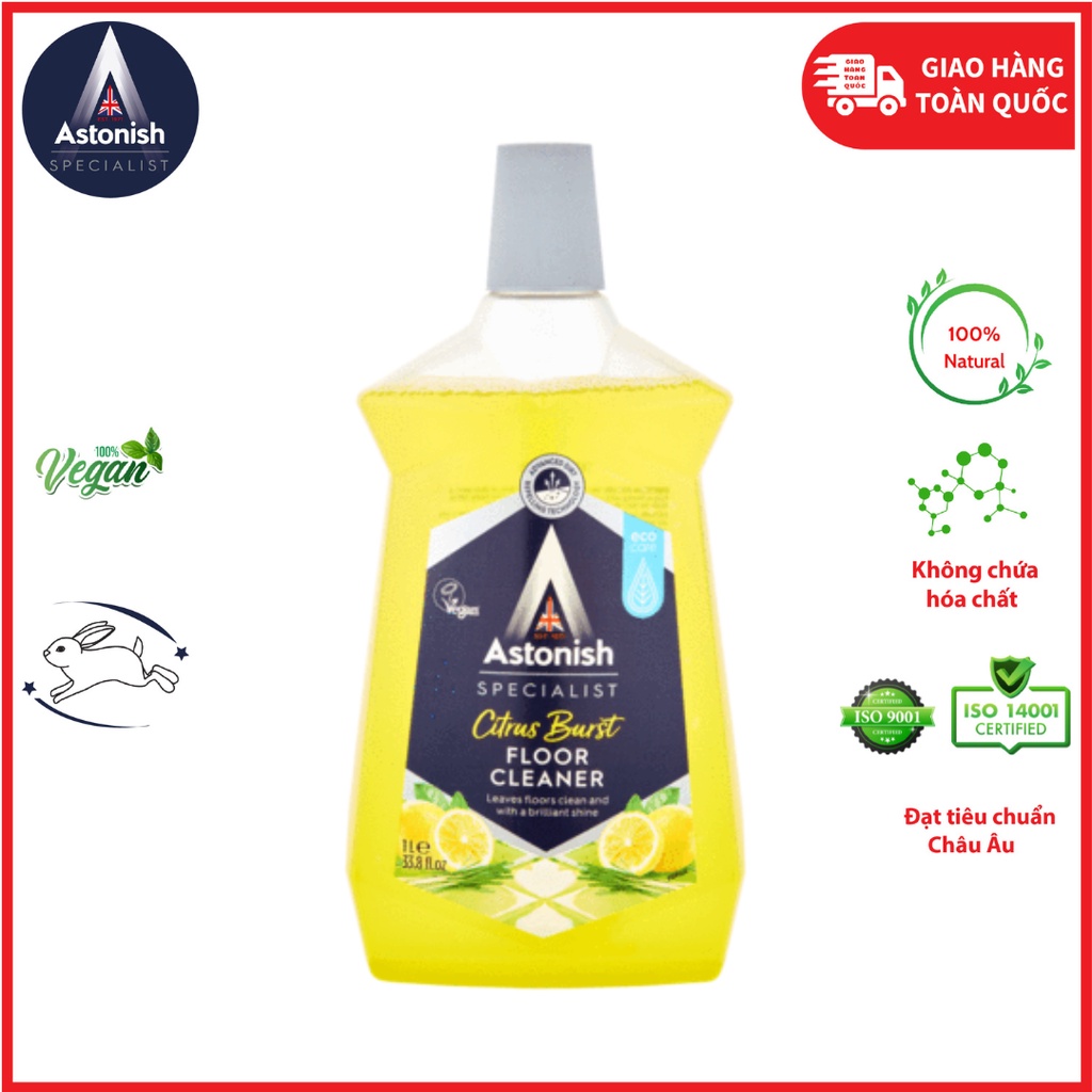 Nước lau sàn sả chanh astonish c6100 chai 1l hàng chính hãng