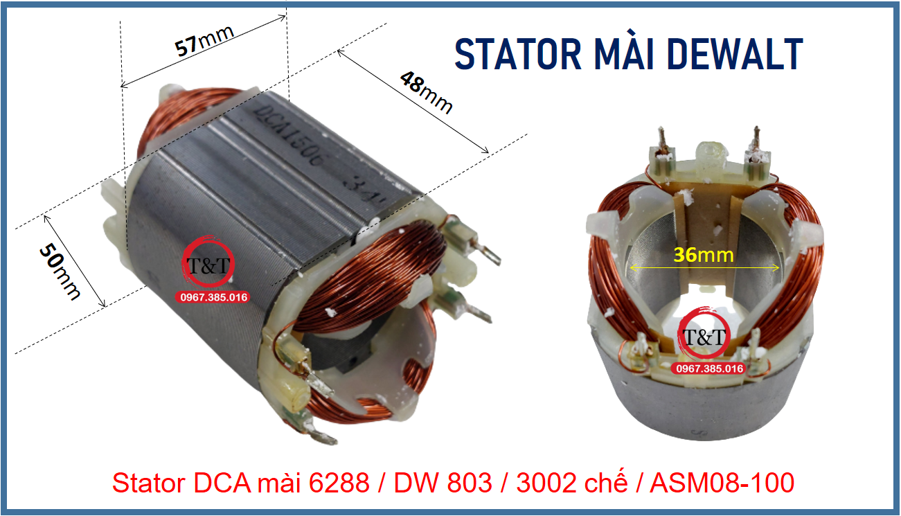 Stator dca mài 6288 / dw 803 / 3002 chế / asm08-100, bin mài dewalt, tép ngoài máy mài