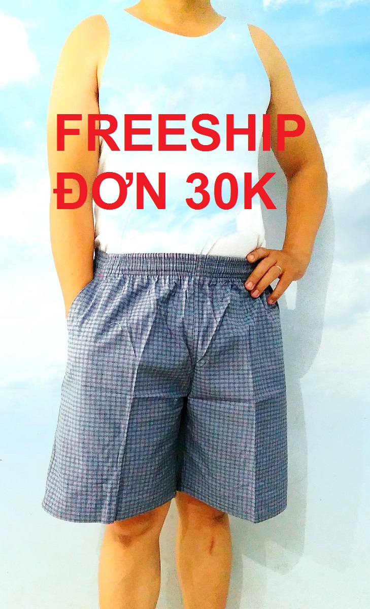 [HCM]QUẦN SHORT NAM QUẦN ĐÙI NAM - VẢI KAKI CAO CẤP IN CARO NHỎ THẤM HÚT MỒ HÔI THOÁNG MÁT  CÓ 2 TÚI HÔNG VÀ 1 TÚI SAU CÓ NÚT GÀI SIZE 60-78KG (HÌNH THẬT)