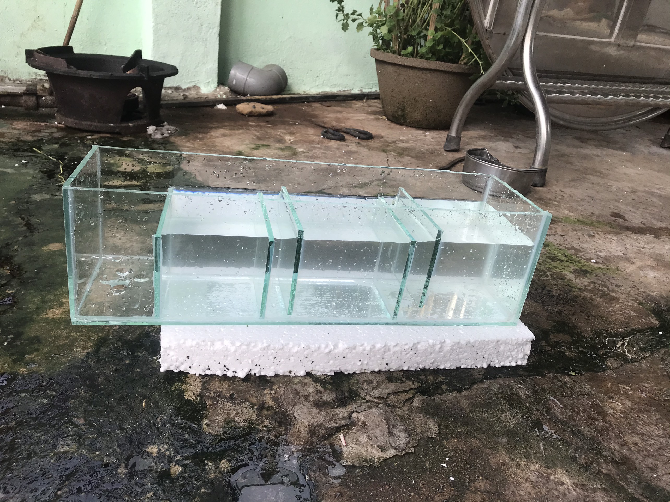 Lọc bể cá tràn 45x13x13 lỗ thoát o17mili kính 5mili