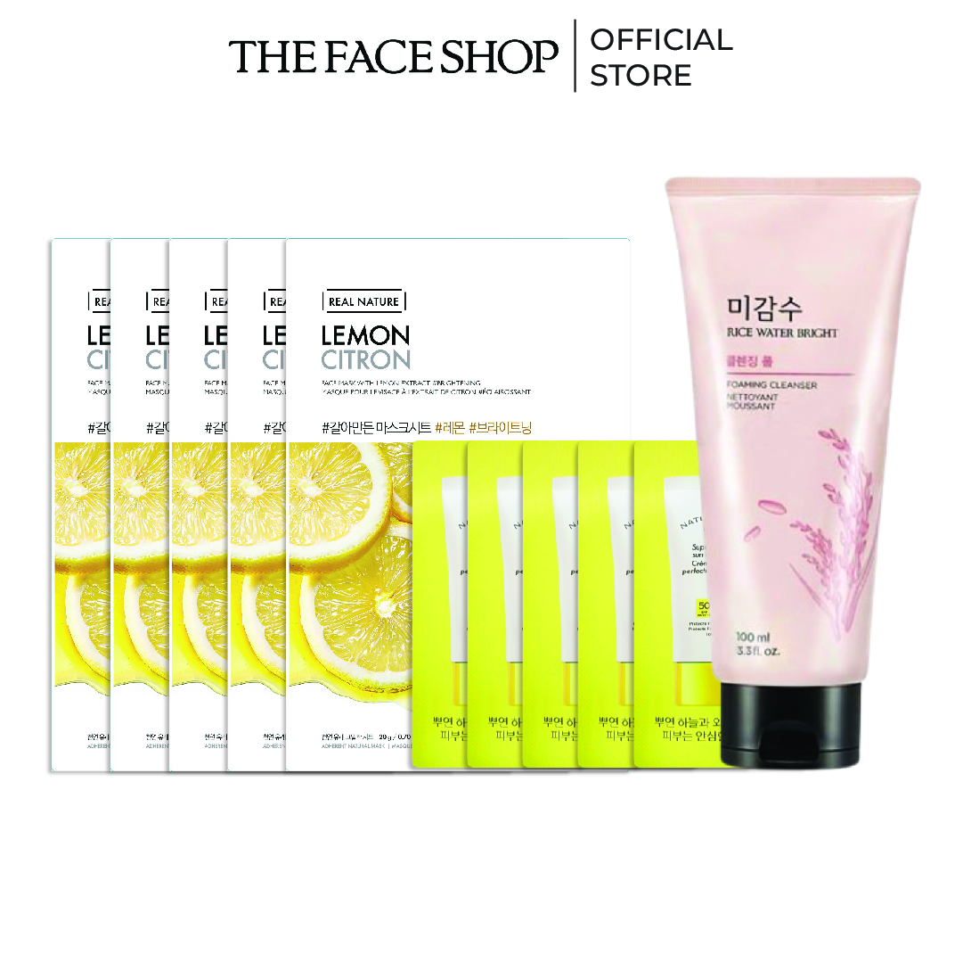 Combo mặt nạ sáng da thefaceshop 20g+kem chống nắng 1.2ml+sữa rửa mặt làm sáng da thefaceshop 100ml