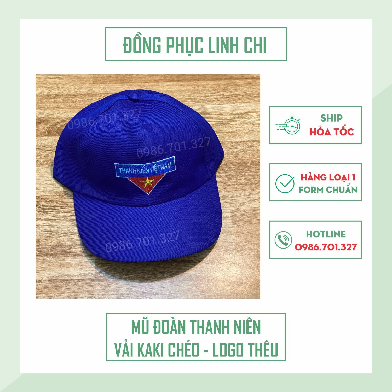 MŨ ĐOÀN THANH NIÊN VIỆT NAM VẢI KAKI LOGO THÊU ĐẸP