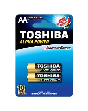 [HCM]Pin tiểu Alkaline Toshiba AA Alpha Power 1.5V không sạc vỉ 2 viên LR6GCH-BP2