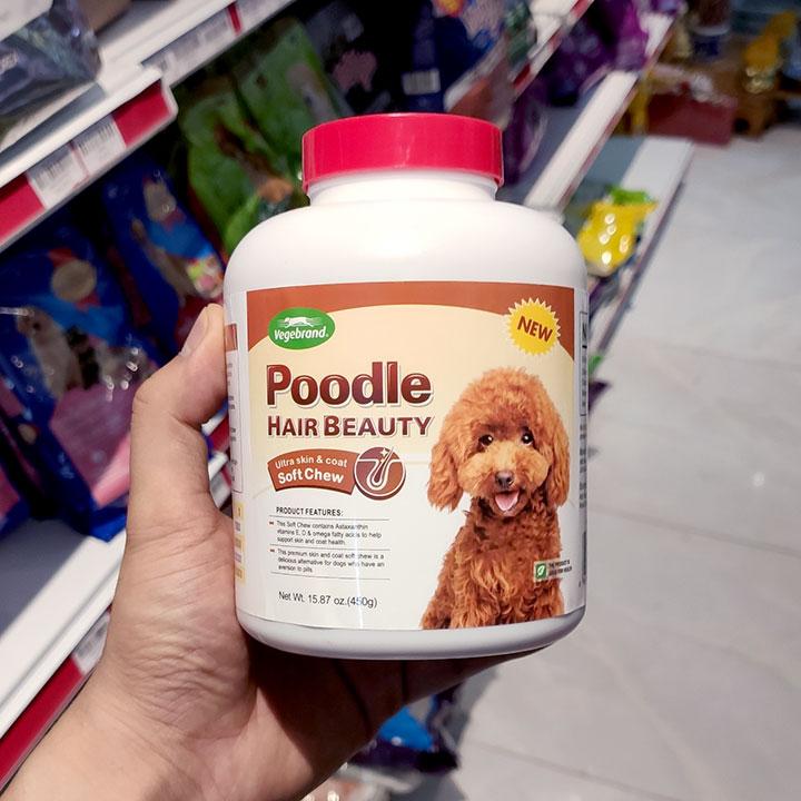 [HOÀN TIỀN 10%]Bánh thưởng dưỡng lông chó Poodle Hair Beauty lọ 450g - Cutepets