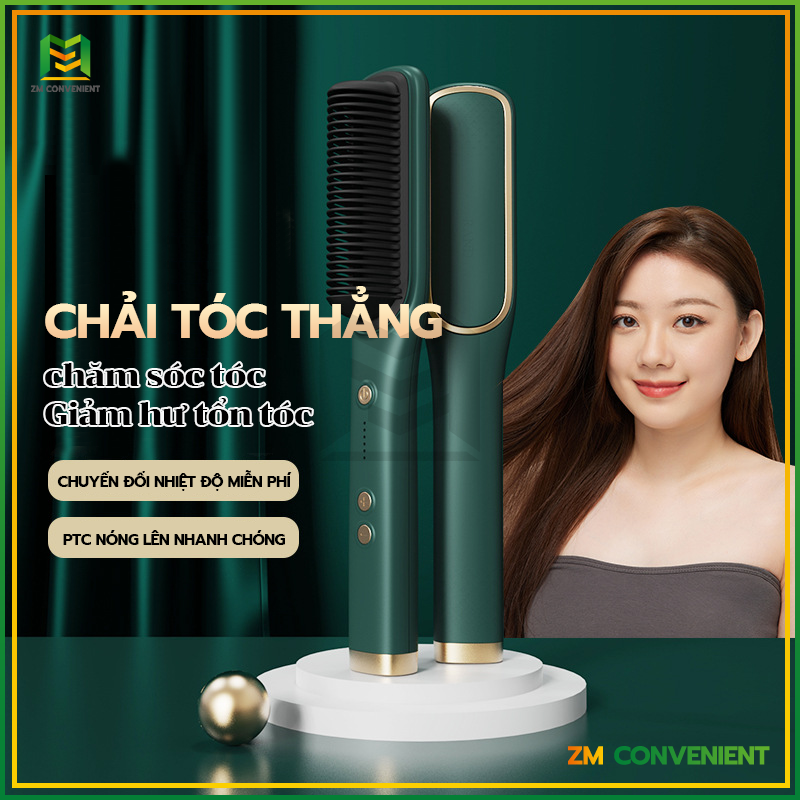 Lược điện chải tóc tạo kiểu chuyên nghiệp, lược chải tóc gỡ rối bảo vệ tóc, 5 mức nhiệt thông minh dễ dàng điều chỉnh