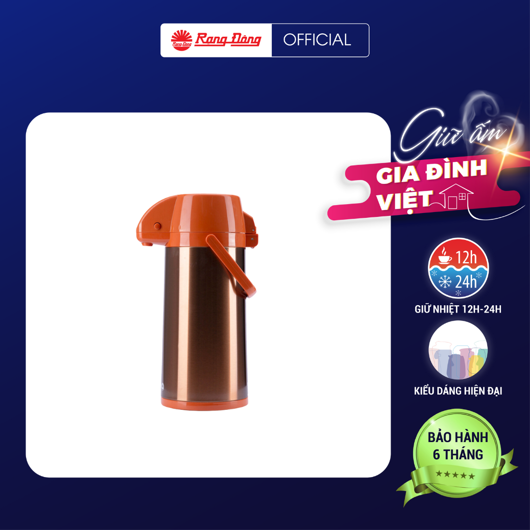Phích cao cấp đựng nước nút ấn 2 lít RD 2045 ST2.E chính hãng Rạng Đông an toàn tiện lợi giữ nhiệt nóng lạnh