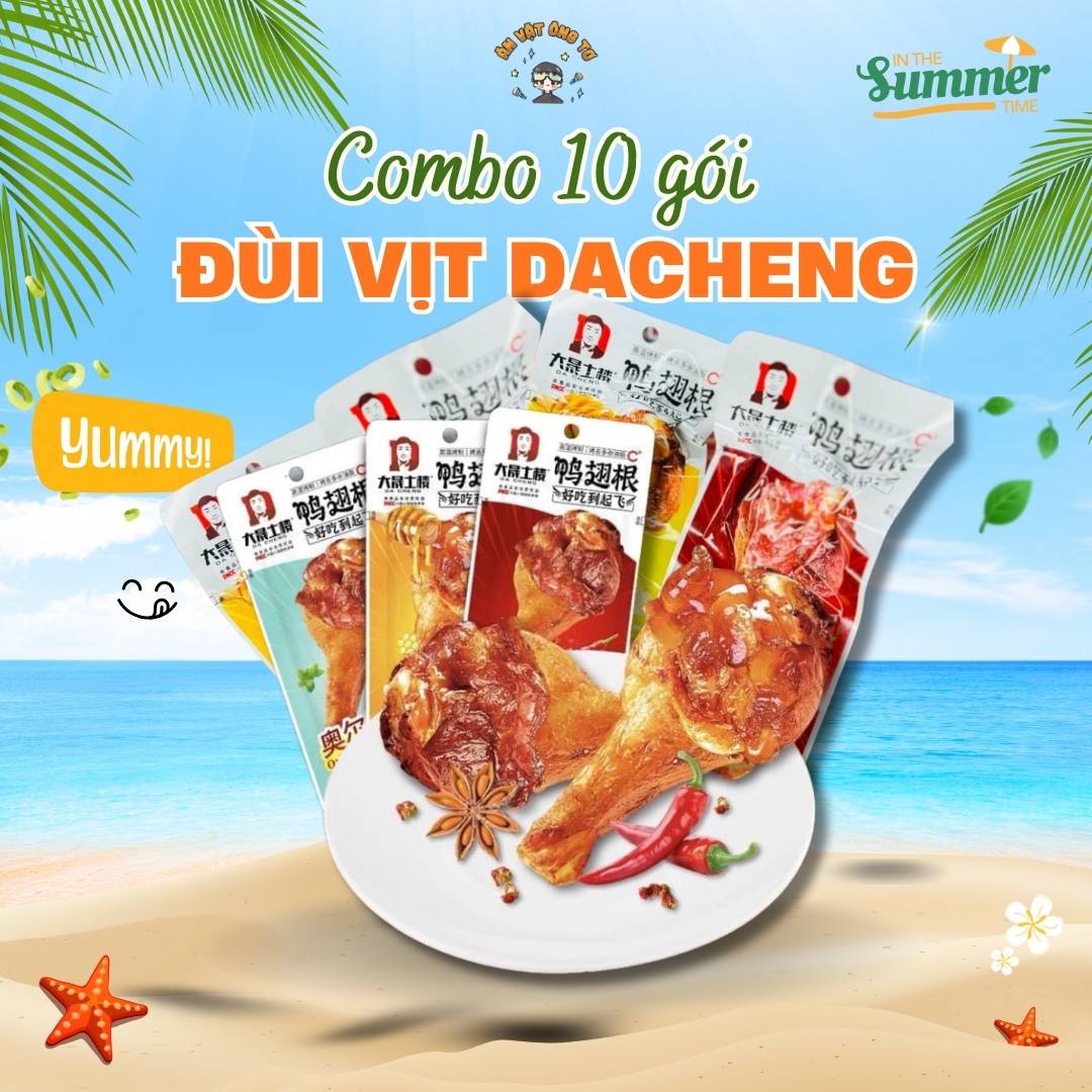 COMBO 10 ĐÙI VỊT CAY DACHENG LOẠI TO 35Gr - ĐÙI VỊT CAY TỨ XUYÊN, CHÂN GÀ CAY, ĐỒ ĂN VẶT CAY TRUNG QUỐC