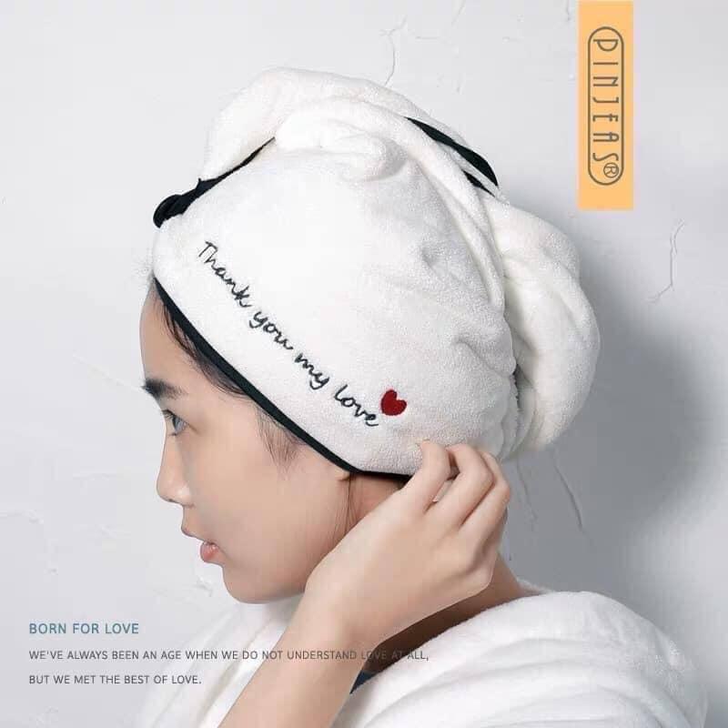 Khăn quấn tóc, ủ tóc, lau khô thần thánh màu trắng y hình
