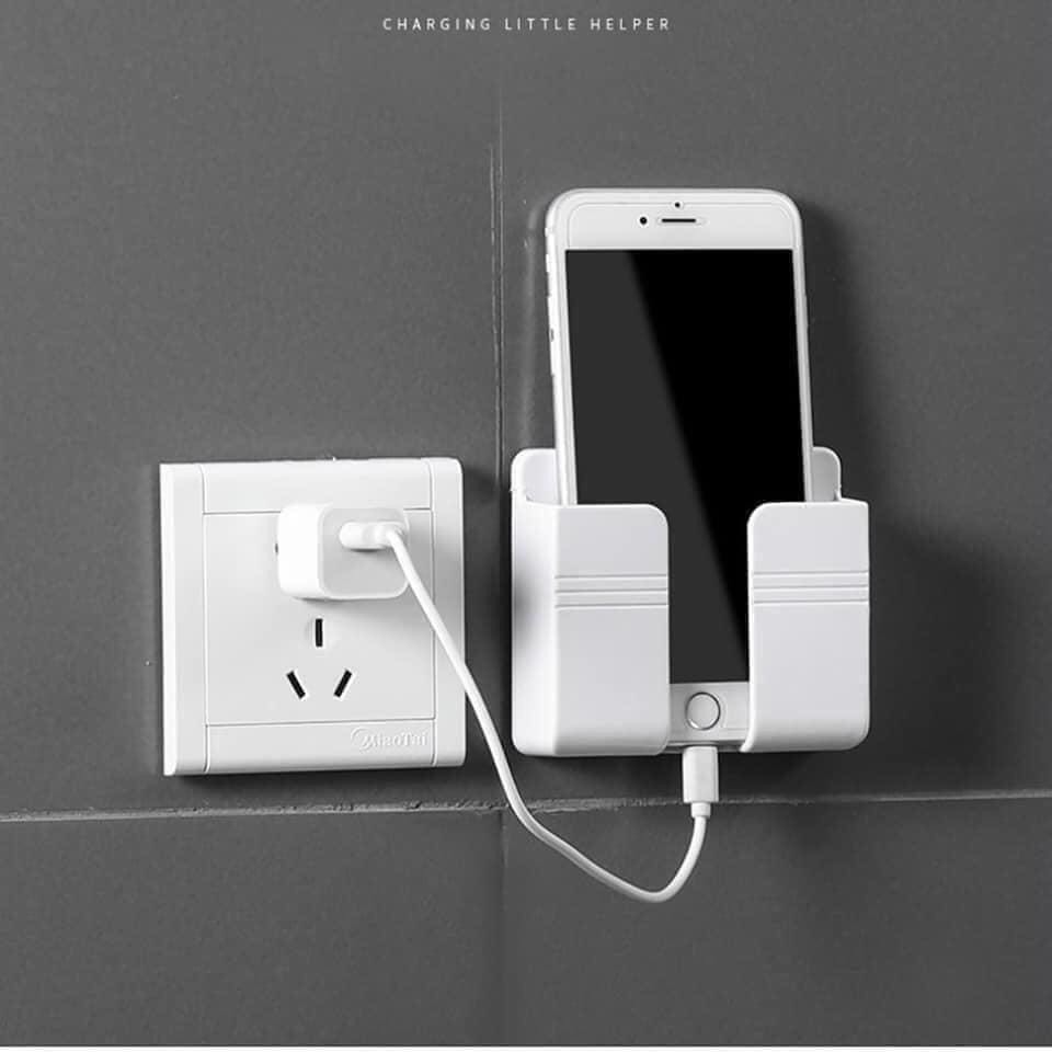 Giá dán tường để điện thoại, remote điều khiển, ổ cắm/ giá đỡ sạc điện thoại treo tường/ kệ đựng đồ dán tường đa năng