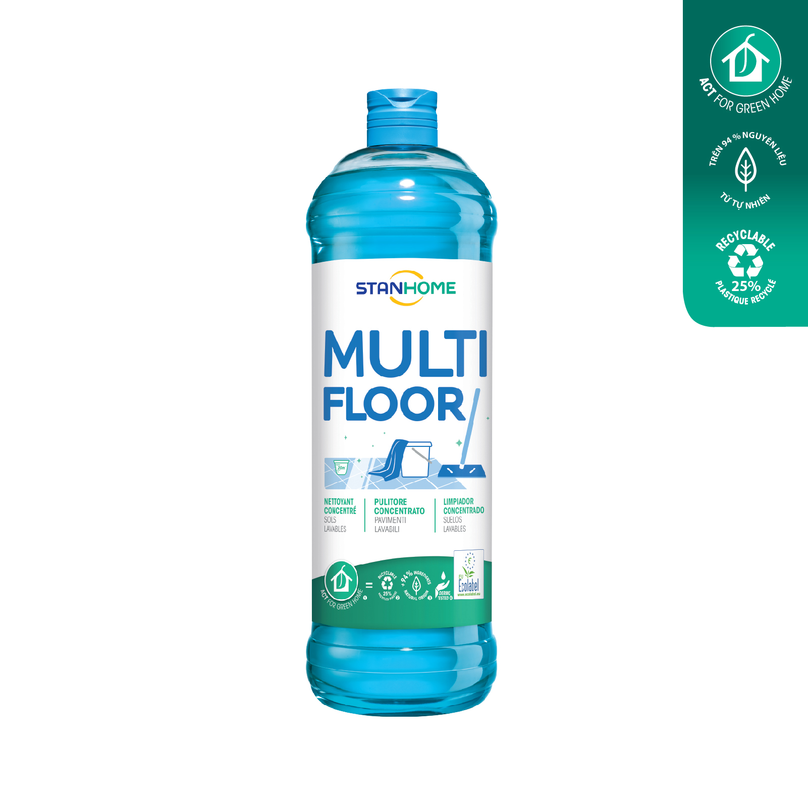 Nước lau sàn đậm đặc multi-floor loại bỏ vết bẩn trên sàn, hương thơm tự nhiên dịu mát, dung tích 1000ml