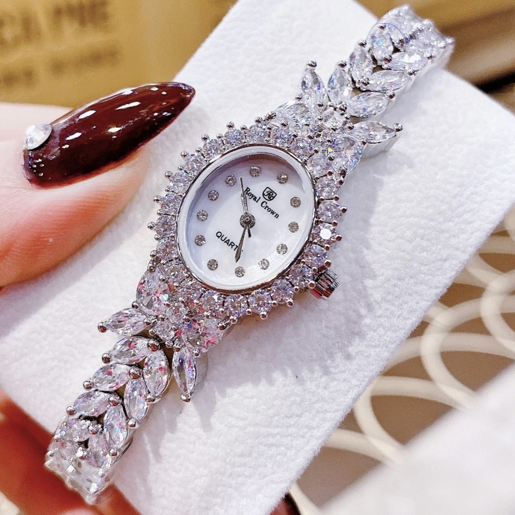 Đồng hồ royal crown nữ 2527 đá bạc 17x20mm chính hãng