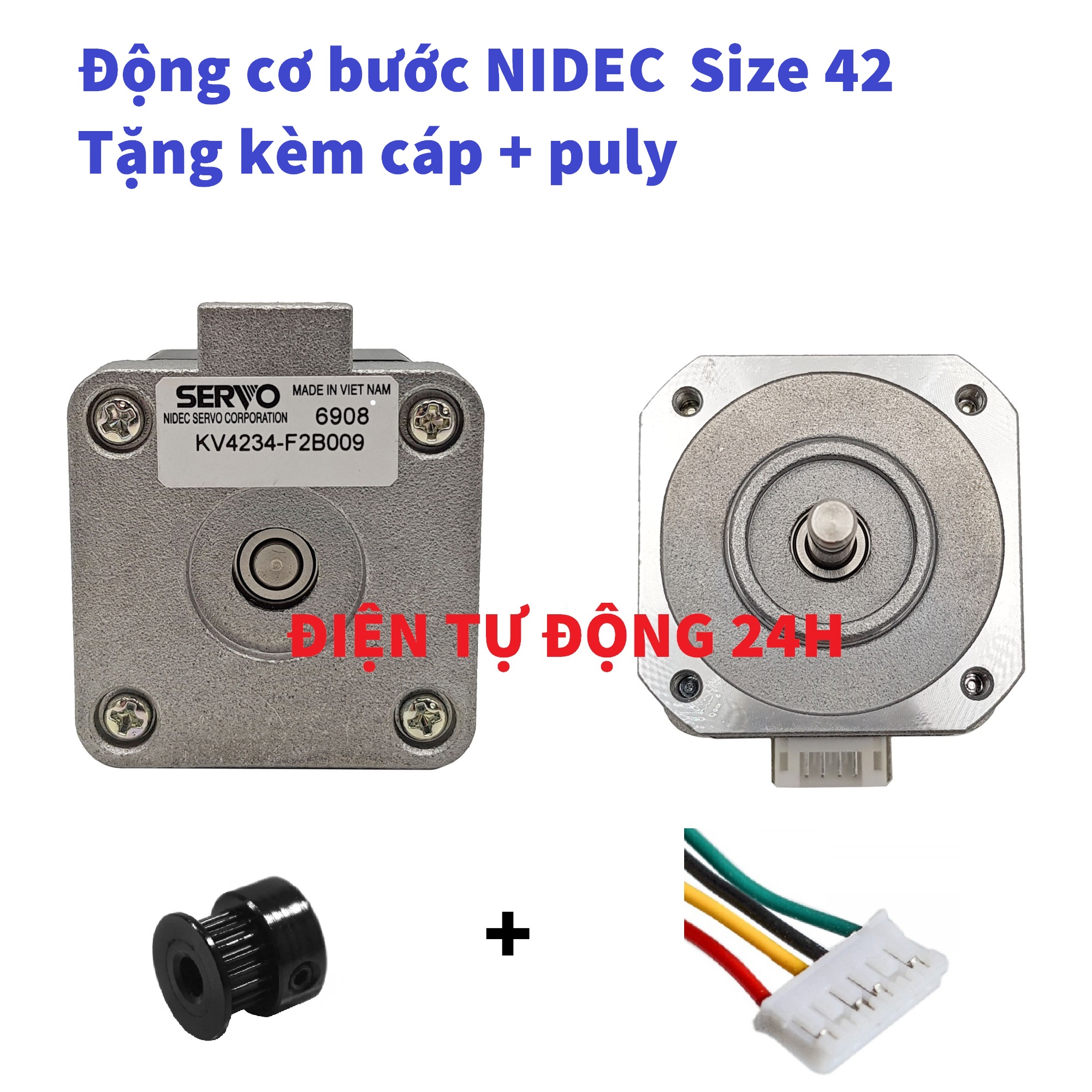 Động cơ bước size 42 1.8 step tặng kèm cáp và Pully