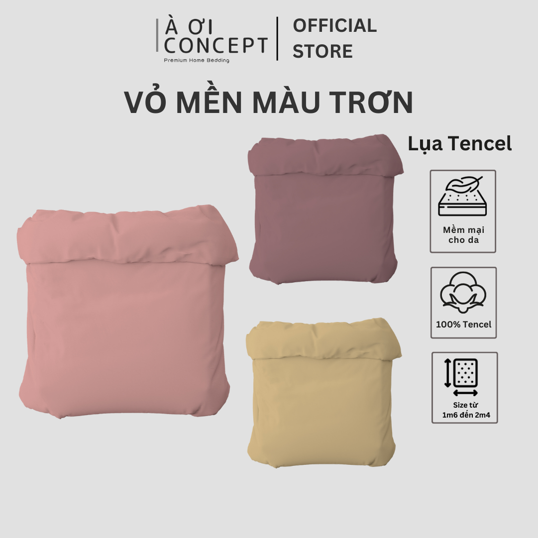 Vỏ Mền Lồng Được Ruột Lụa Tencel Hàn Quốc Cao Cấp Màu Trơn Nhiều Màu Kích