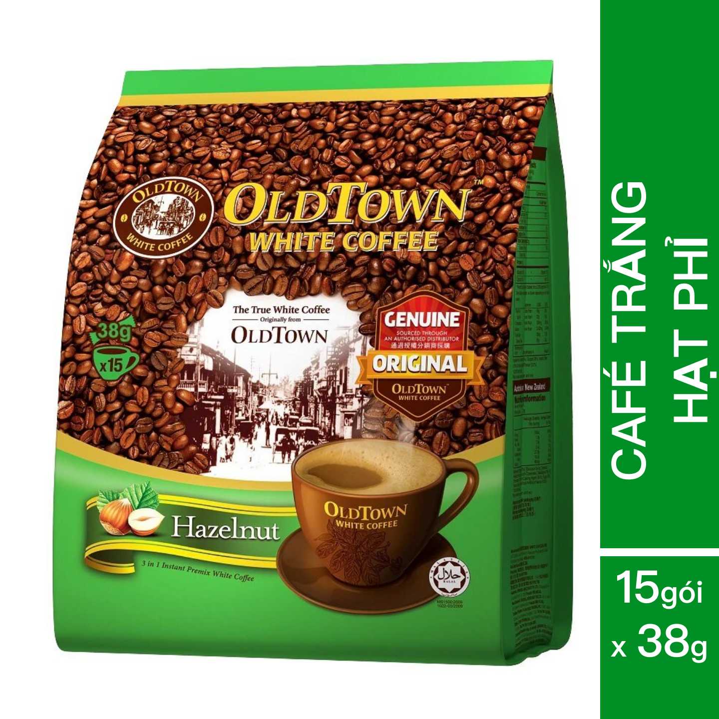 Cà phê trắng oldtown vị hazelnut hạt phỉ - oldtown 3 in 1 white coffee hazelnut 570g