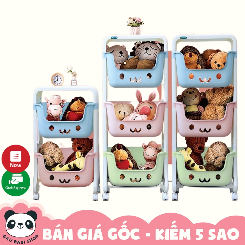 Kệ gấu hokori cho bé hình gấu có bánh xe đa năng, làm kê đựng đồ chơi, kệ sách cho bé.
