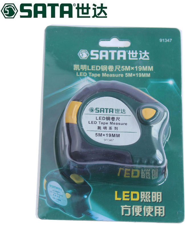 Thước cuốn thép có đèn led 5.0m sata 91347