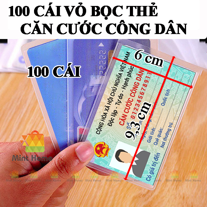 Combo 100 vỏ bọc thẻ CCCD , bao túi đựng thẻ sinh viên, atm, nhân viên