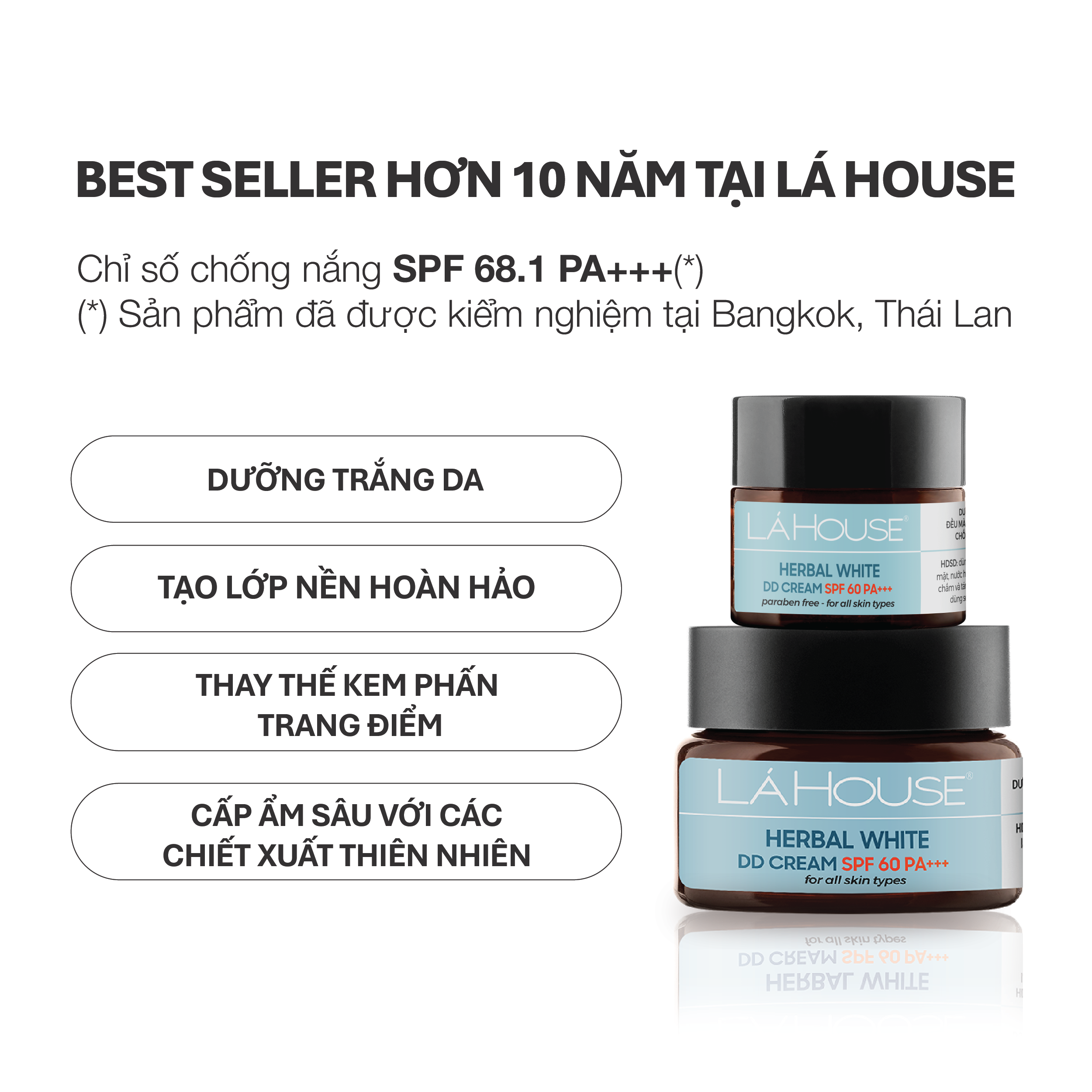 Kem dưỡng ngày trắng da, làm sáng da,làm mờ dấu hiệu lão hóa da Lá House Herbal White DD Cream SPF 60PA+++ 10ml