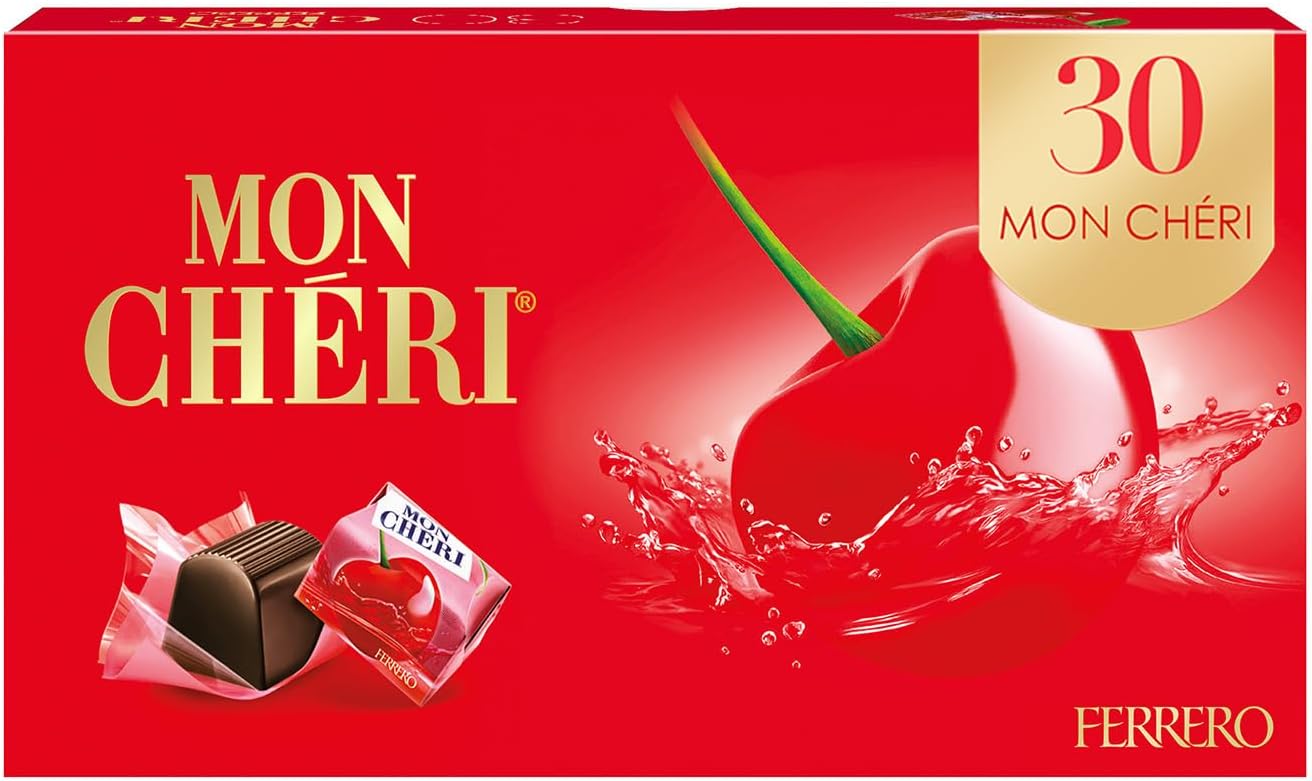 Socola nhân rượu cherry Mon Cheri Liquor Chocolate của Ferrero Đức hộp 315gr gồm 30 viên - mẫu mới