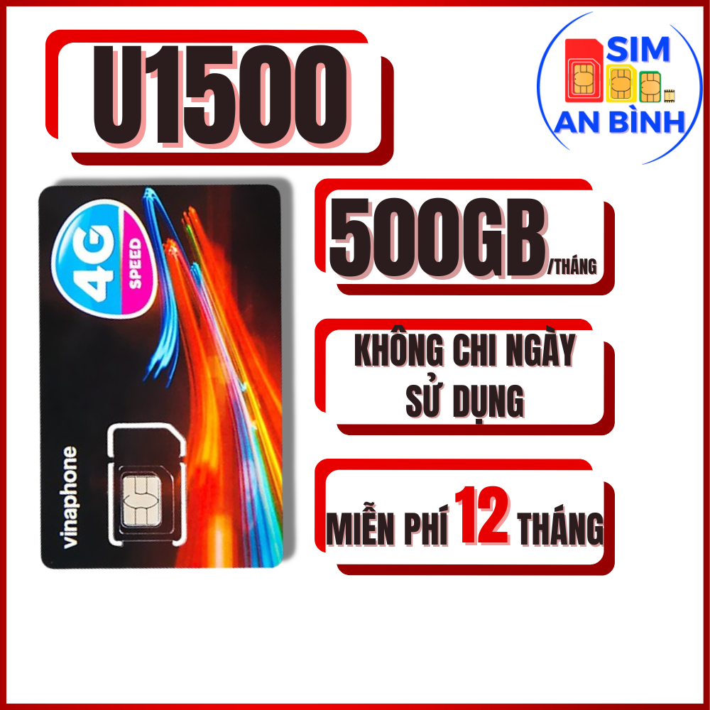 Sim 4G Vinaphone D500 , 12TD49, U1500 CÓ 500GB/THÁNG - MIỄN PHÍ 12T - SIM AN BÌNH - CHƯA KÍCH HOẠT