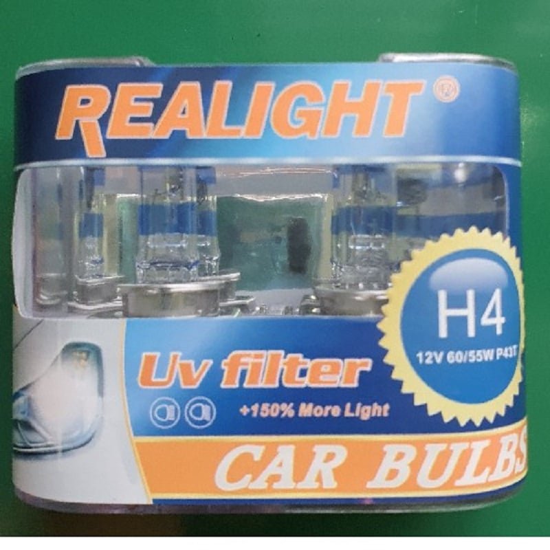 Bóng Đèn Tăng Sáng REALIGHT H4 - Vượt Trội Cùng UV-FILTER - dành cho tất cả mọi dòng xe