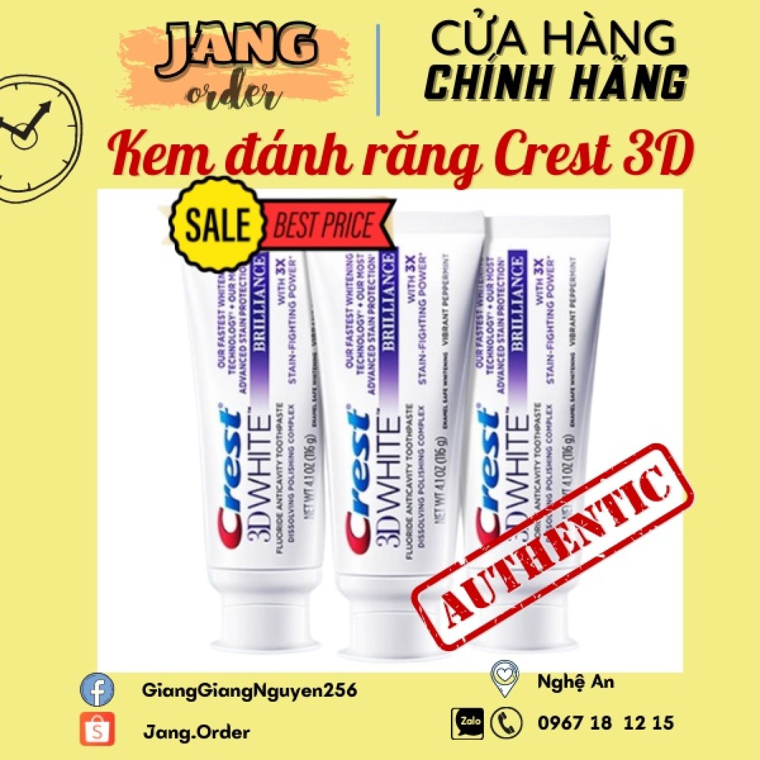 Kem Đánh Răng Crest 3D White Brilliance