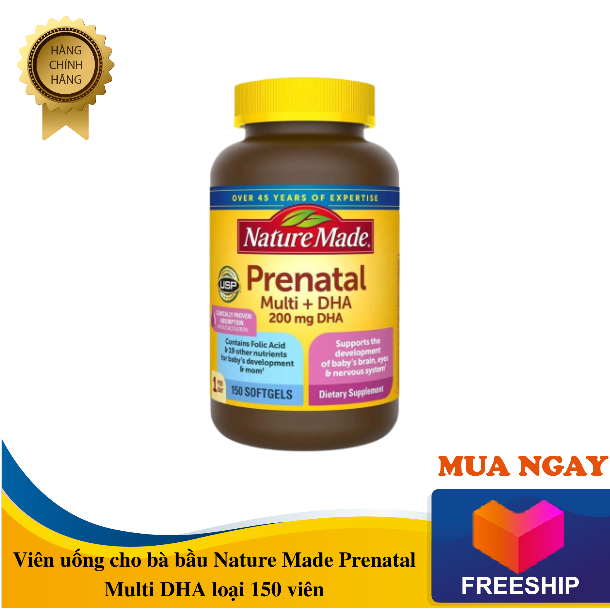 Viên uống cho bà bầu Nature Made Prenatal Multi DHA loại 150 viên