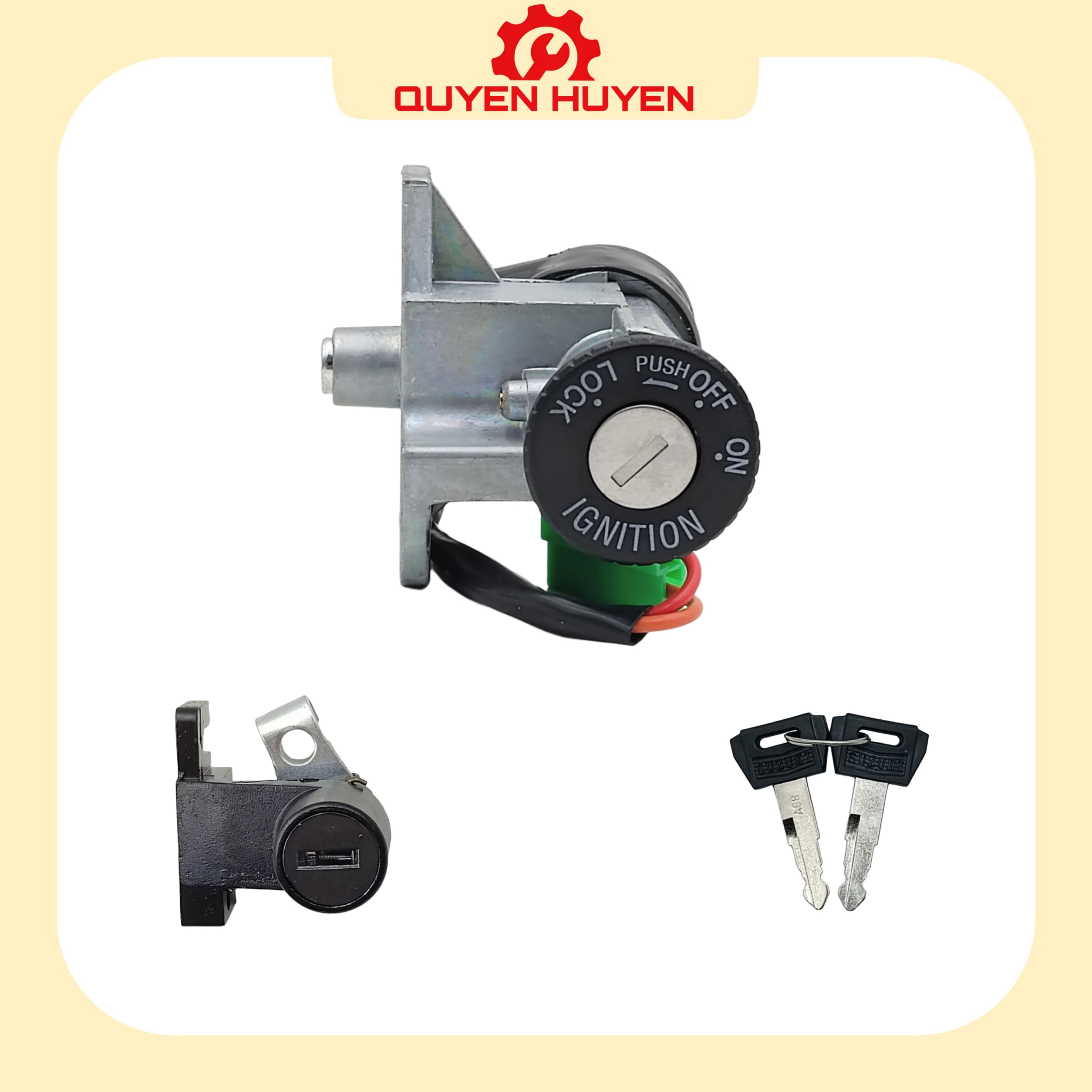 Bộ ổ khoá xe máy suzuki viva 110 - 2 cạnh