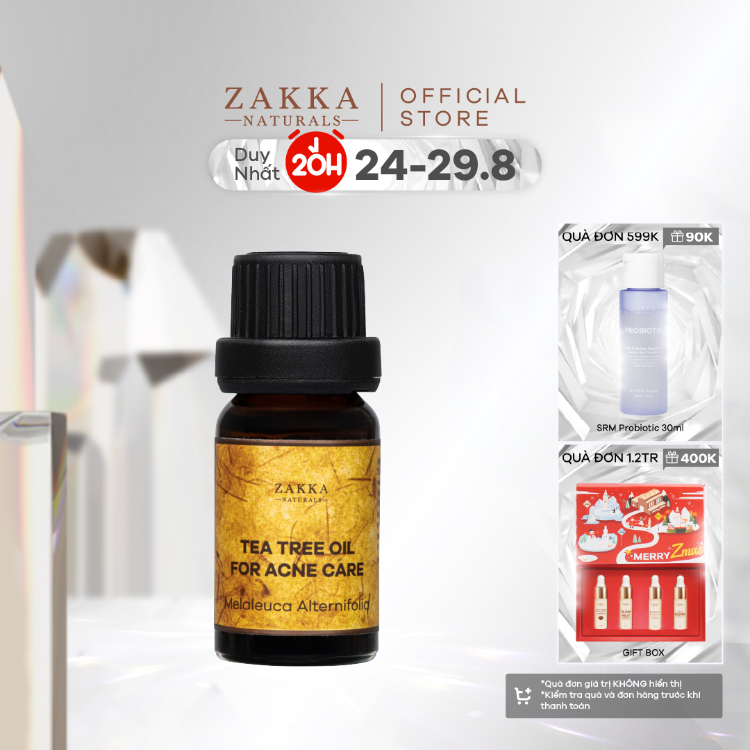 Tinh Dầu Tràm Trà Zakka Naturals Acne Tea Tree Oil Giảm Mụn Giảm Sưng 10ml