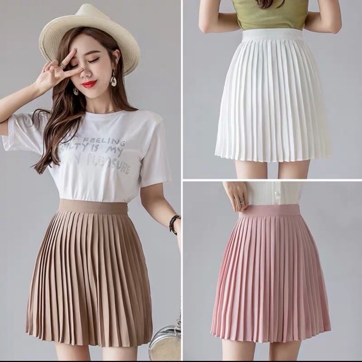 Chân Váy Hàn Quốc Vải Xếp Li Tuyết Mưa Kèm Quần Trong Cá Tính
