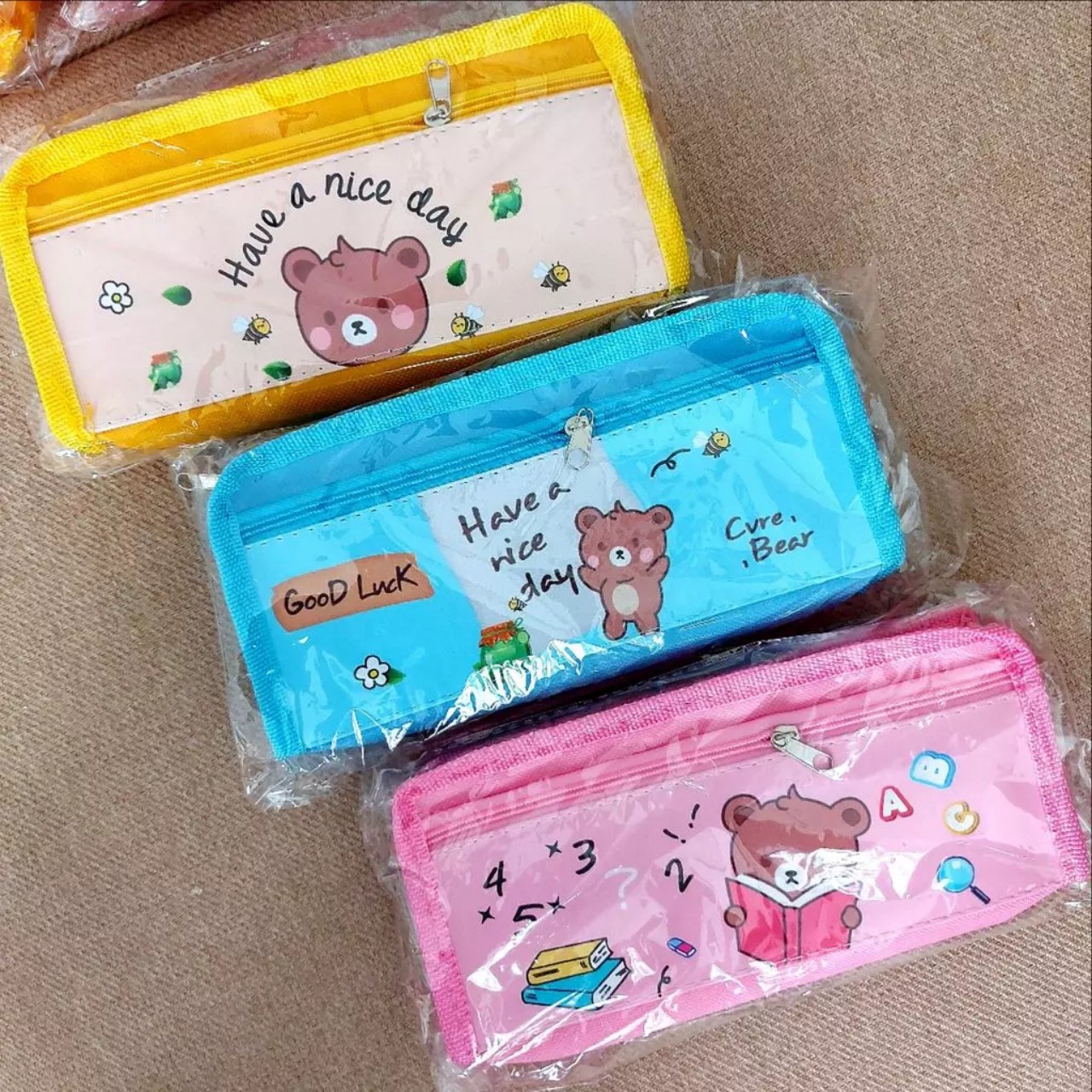 Bóp đựng viết bằng chất liệu vải dù 2 ngăn cho học sinh