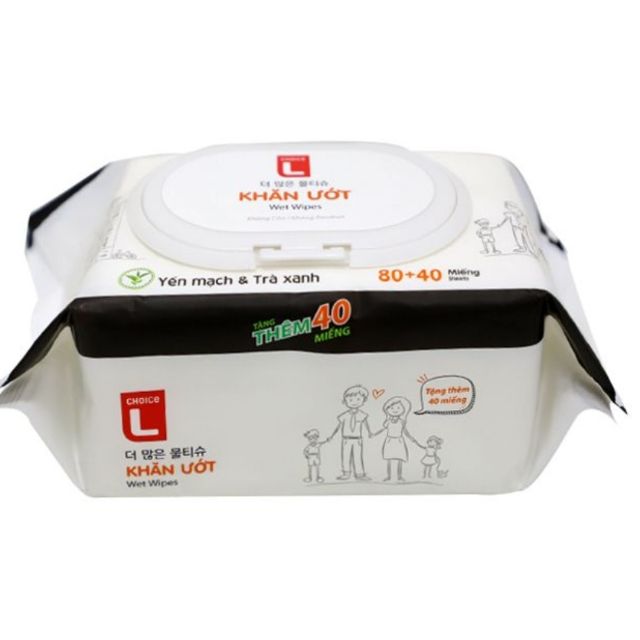 Combo 5 gói khăn ướt Lotte 120 tờ siêu tiết kiệm- Hàng chính hãng