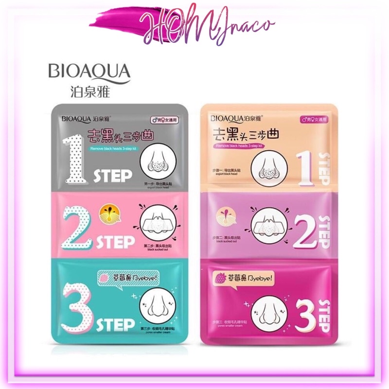 Combo 01 miếng mặt nạ lột mụn step 3 bước bioaqua, rorec