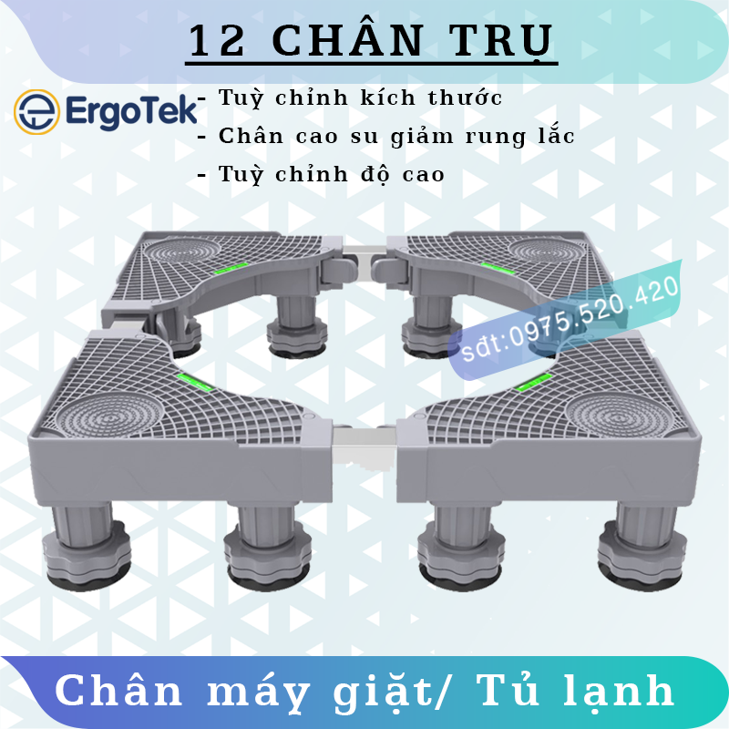 Chân đế máy giặt - Kệ tủ lạnh - Chân máy giặt 12 trụ đứng- Tuỳ chỉnh độ cao - Linh hoạt kích cỡ MG12T